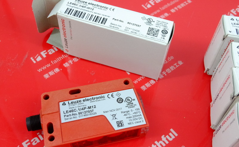 Leuze 50127037 劳易测对射光电传感器 LE46C.1/4P-M12 接收端